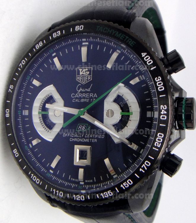 Tag Heuer Grand Black Leather Band Mens Replica Watch